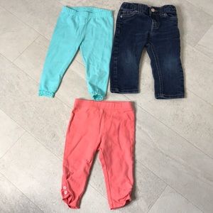 Bundle of 3 Girls Pants 12 Month Blue Jeans Peach